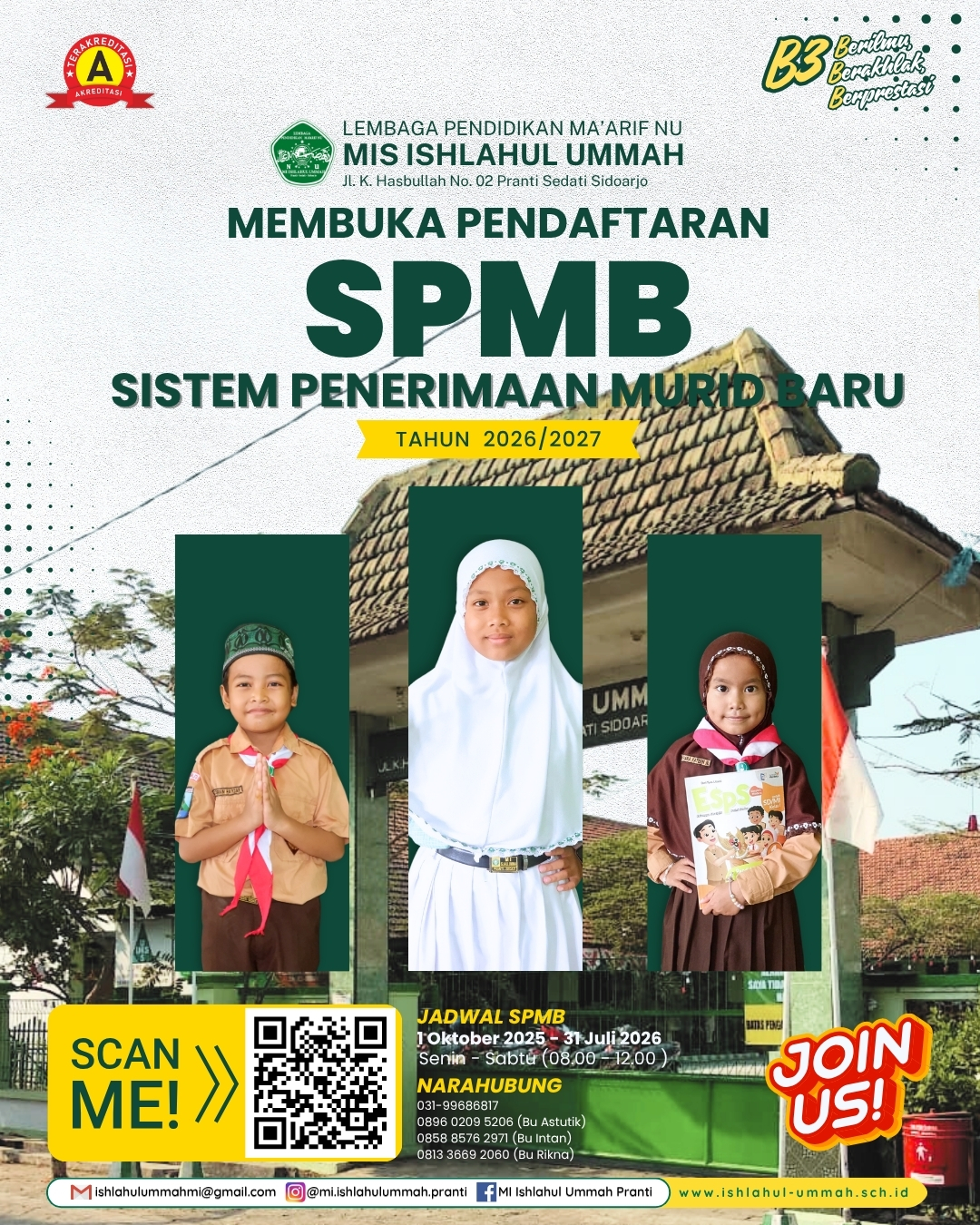 MI Ishlahul Ummah Pranti Membuka SPMB (Sistem Pendaftaran Murid Baru) Tahun Ajaran 2026/2027